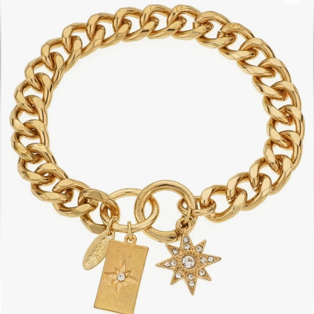Ettika Starry Charms 18k Gold Plated Chain Link Bracelet
